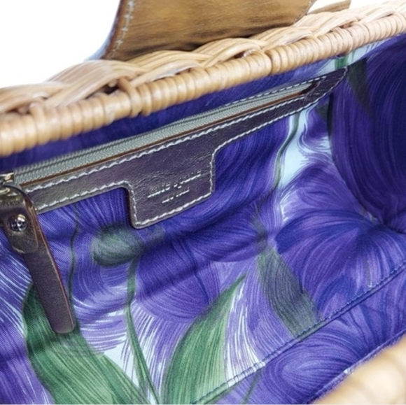 Vintage Kate Spade Woven Barrel Handbag - Gold And Tan - Picture 7 of 7